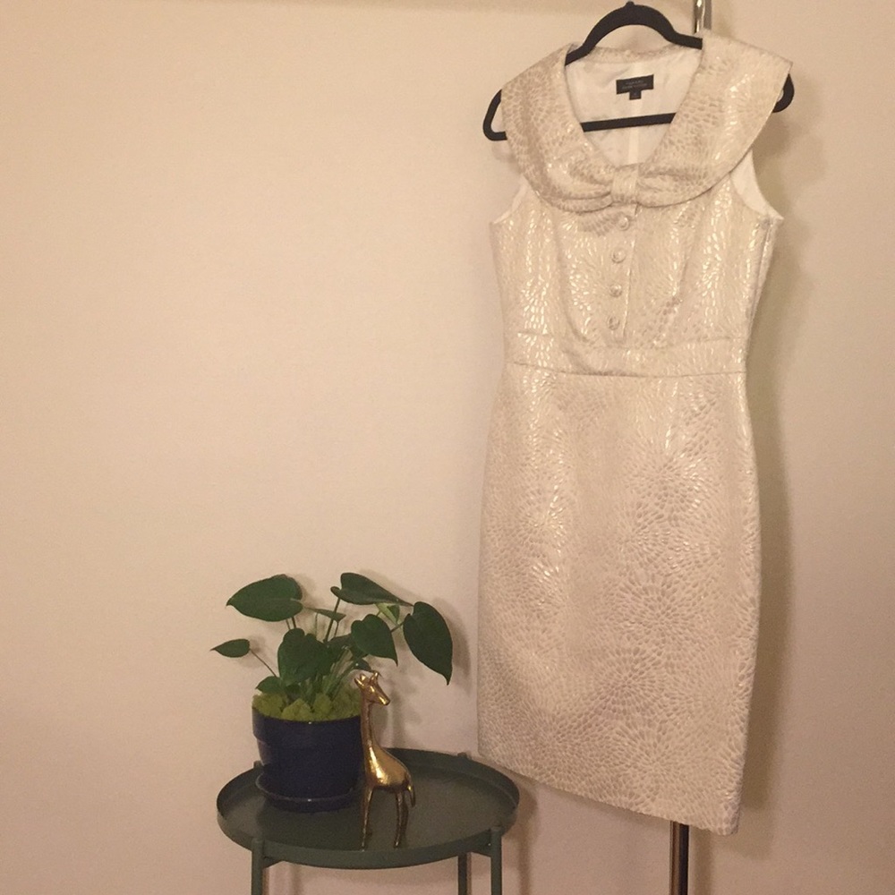 Tahari jacquard embroidered dress